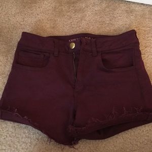 Maroon AE high rise shorts